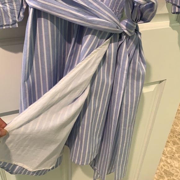 Darling blue/white pinstripes, wrap dress. Medium - Picture 3 of 5